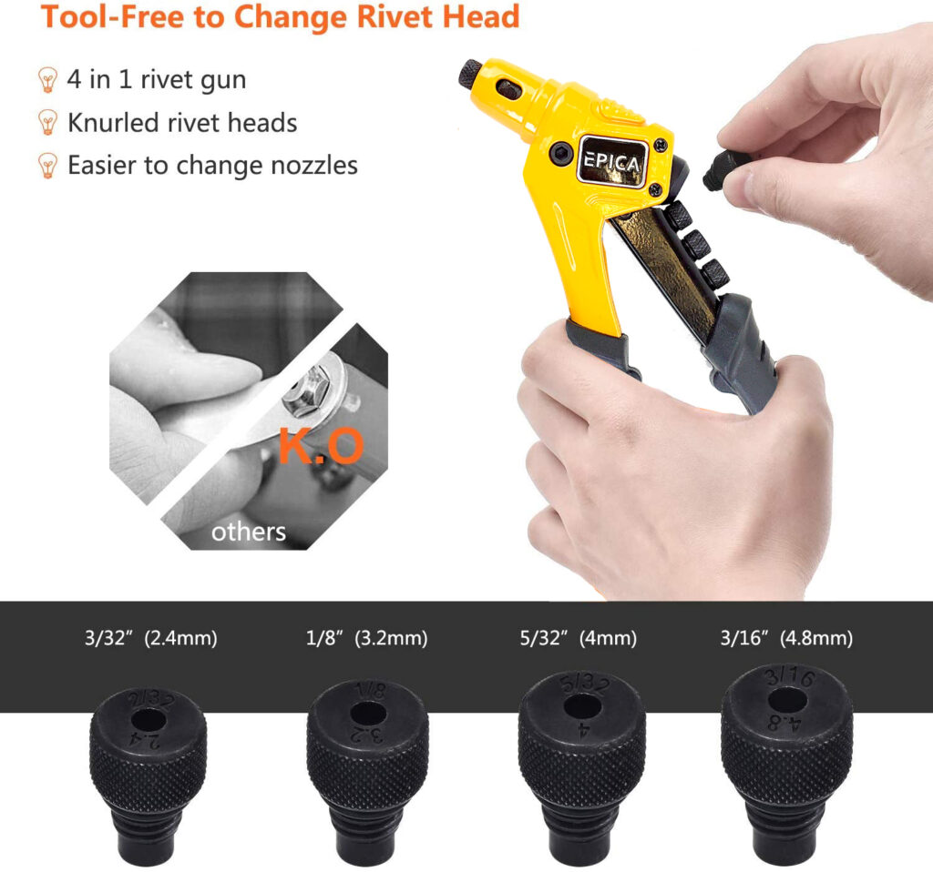 EPICA STAR 8 Inch Heavy Duty Single Handle Rivet Gun 2.4mm 3.2mm 4mm 4 ...