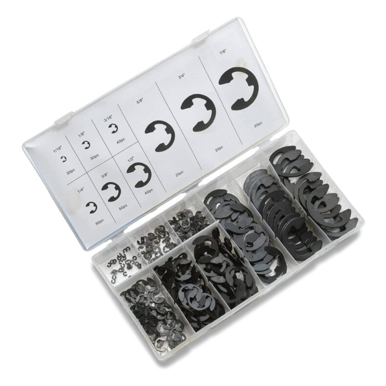 300pcs Carbon Spring Steel E-clip Washer Assortment 9 Sizes Retaining ...