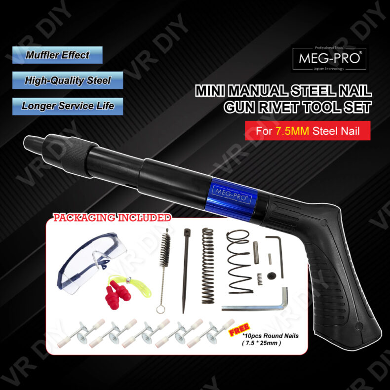 MEGPRO Mini Manual Steel Nail Gun Rivet Tool Set (FREE 10pcs 7.5mm