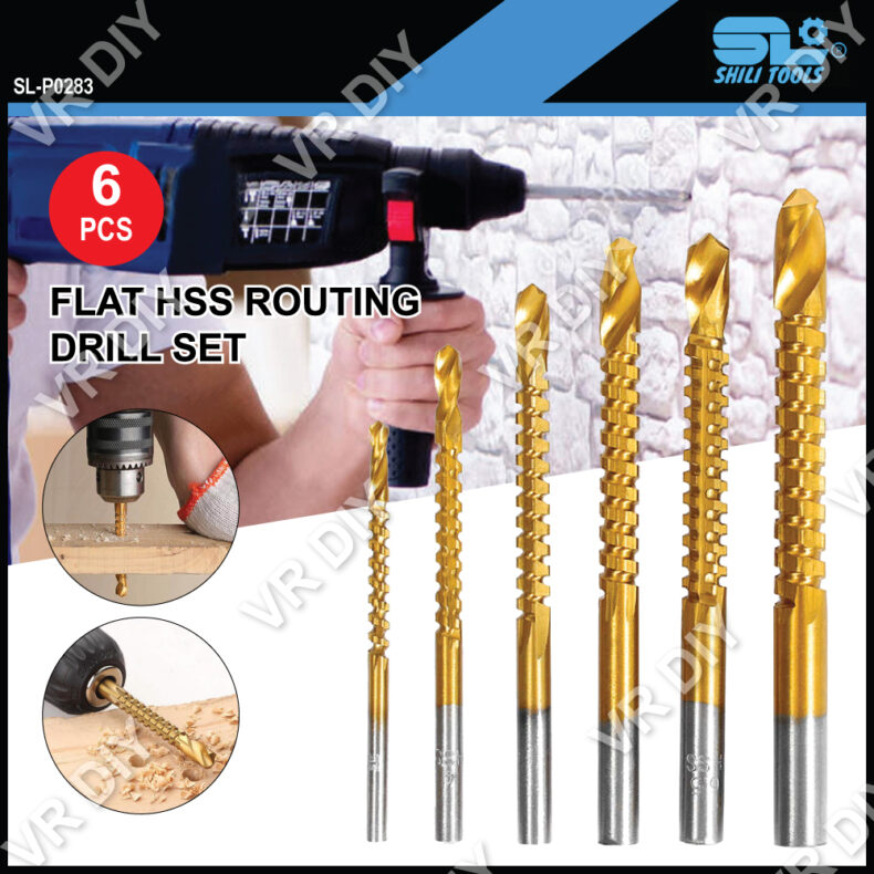 Shili Tools 6pcs Flat HSS Routing Drill Bit Set SLP0283 Plastic Metal