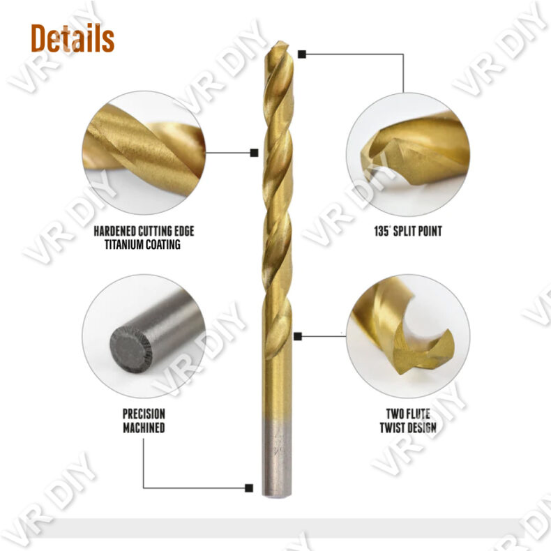 (1pc) HSS Titanium Coated Twist Flute Drill Bit (mm / AF) Metal Steel ...