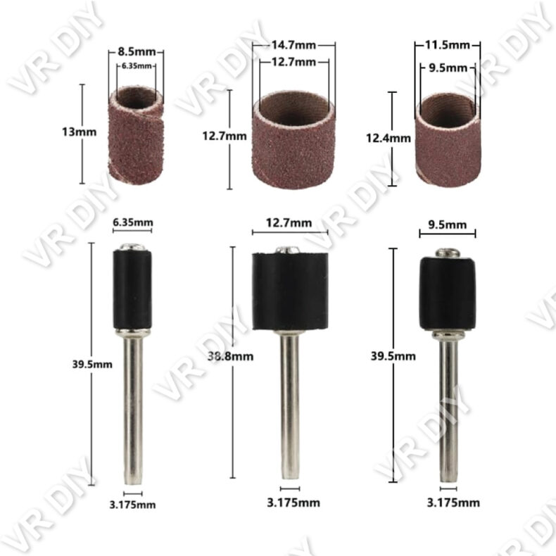 thumbnail image 2 of HARFINGTON 50pcs Sanding Drums 1/4 Inch Mini Sanding Sleeves 240 2 of 12