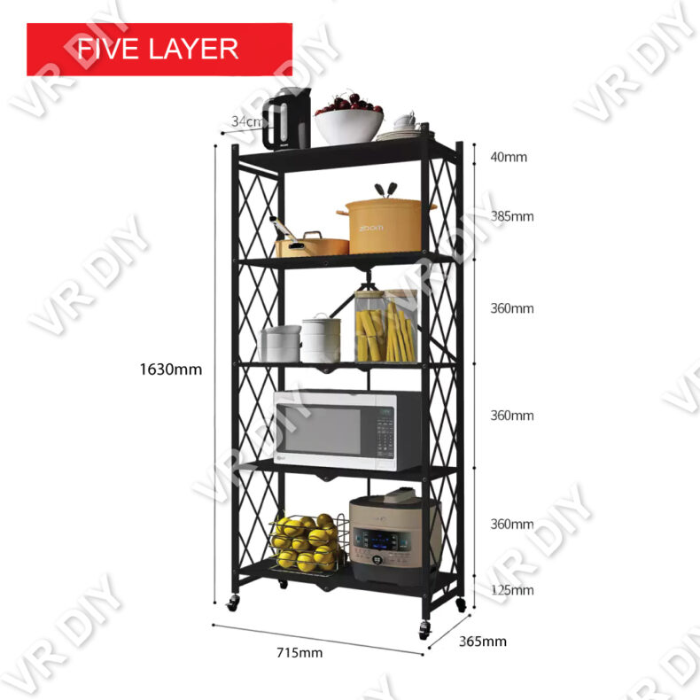 Multiple Shelf Rack Foldable Multi-functional Shelves Storage Rack Organizer Multi Layer 3 ...