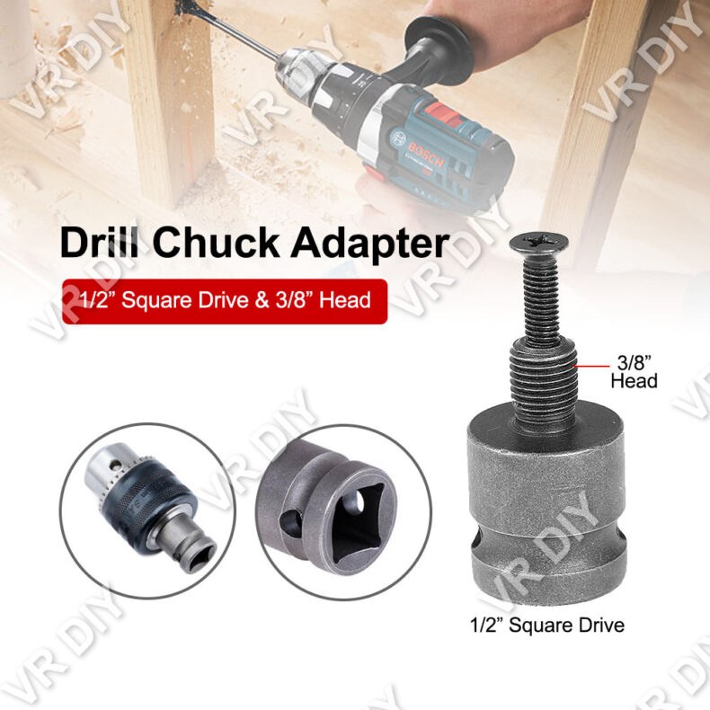 1/2″ 3/8″ Drill Chuck Adapter with Screw for Impact Wrench Conversion 1 ...