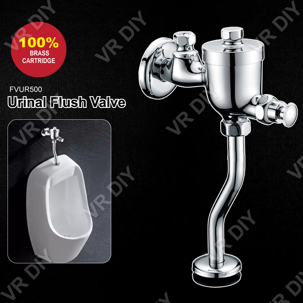 thumbnail image 2 of Manual Push Urinal Flush Valve - Chrome Plated Zinc Alloy Water Saving Bathroom Valve 2 of 10